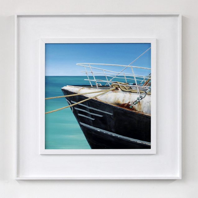 Framed painting of a trawler at Penzance, Cornwall