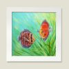 Discus fish painting in white frame
