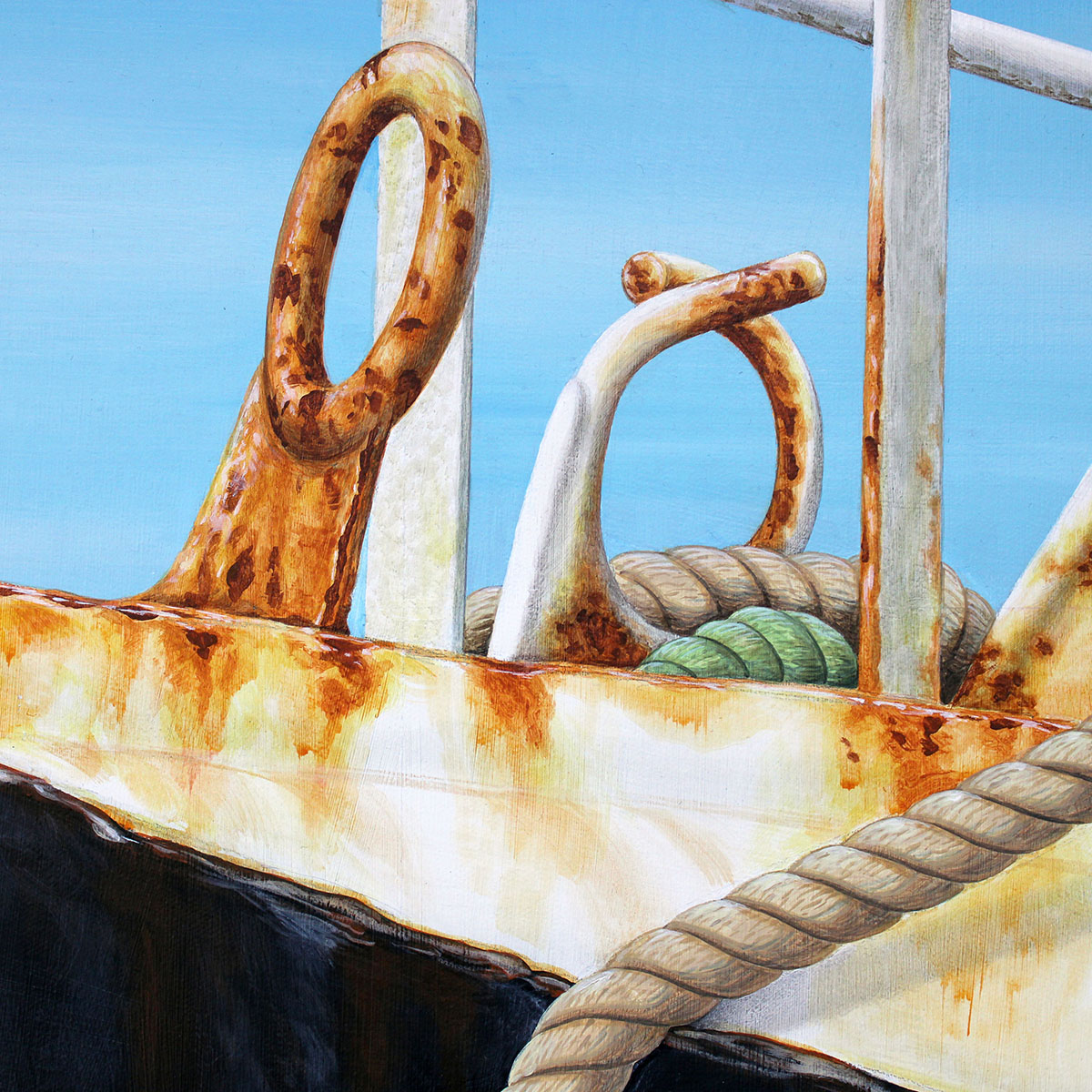 Close up detail of trawler painting