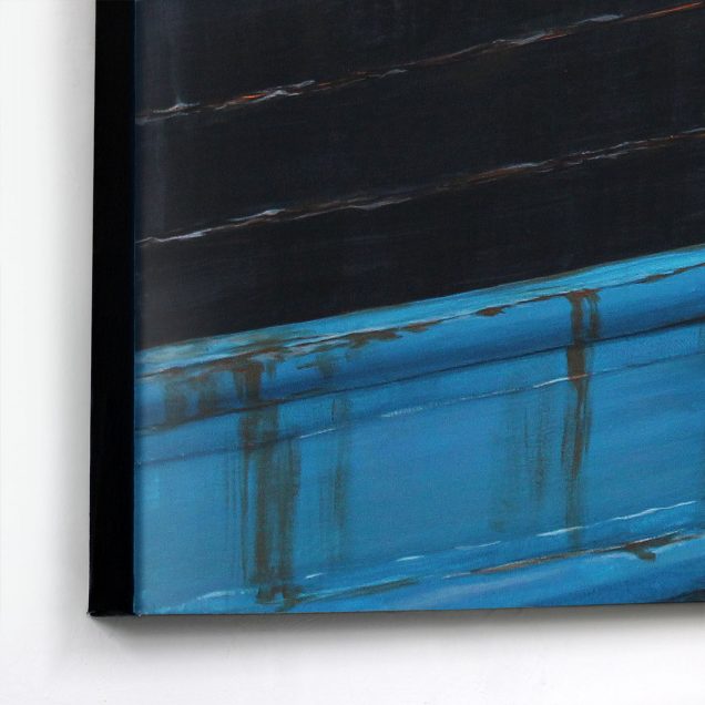 Close of trawler boat hull painting