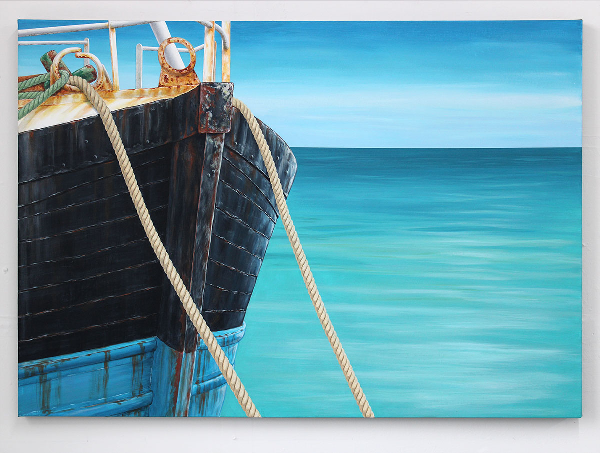 Original trawler painting in acrylic
