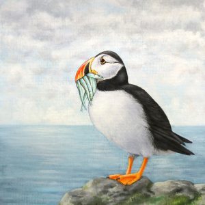Original painting of a puffin