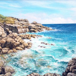 Watercolour painting of Rinsey Head, Cornwall