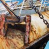 Acrylic painting showing the rust on a Cornish trawler