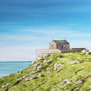Acrylic painting of the Chapel at St Ives, Cornwall