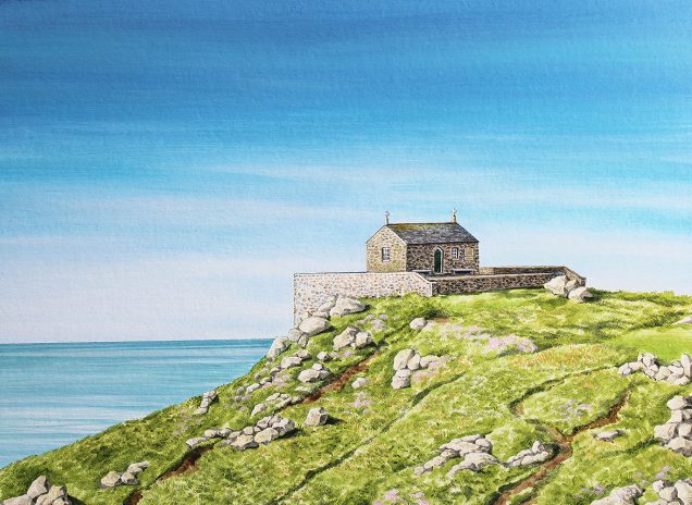 Acrylic painting of the Chapel at St Ives, Cornwall