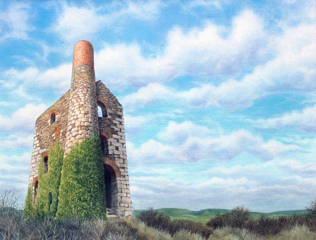 Acrylic painting of Wheal Uny, Cornwall