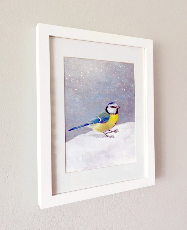 Framed painting of Blue Tit