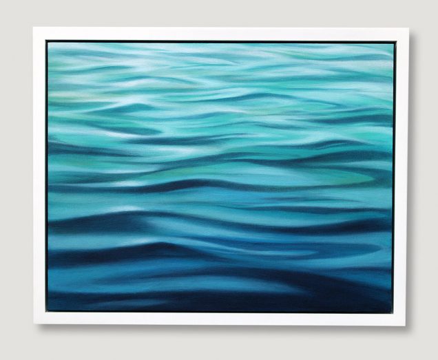 Framed painting of calm sea surface