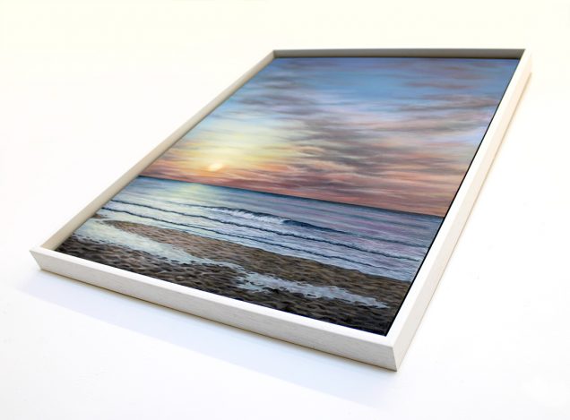 Framed painting of Porthmeor beach at sunset