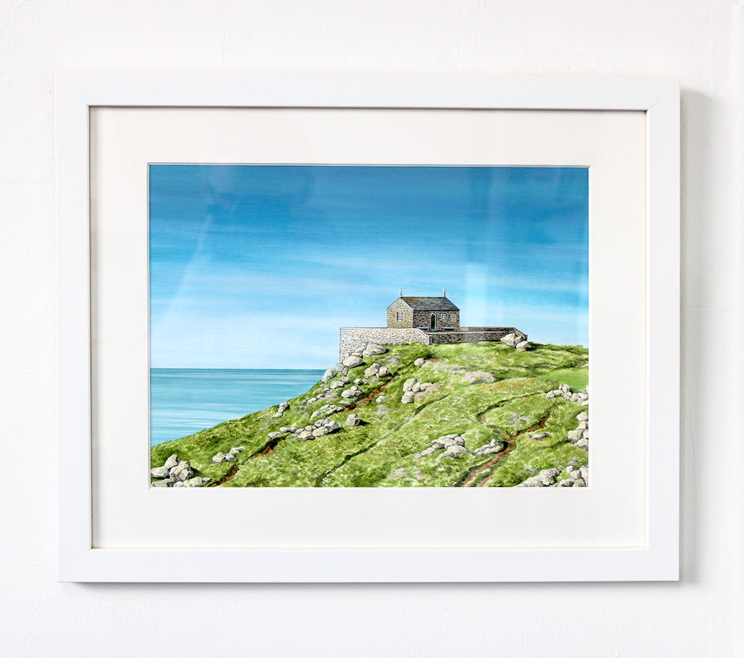 Framed painting of The Chapel at St Ives