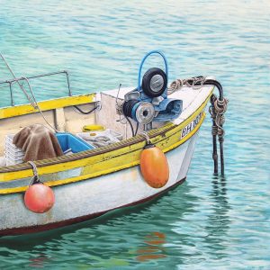 Mackerel fishing boat print of an original painting.