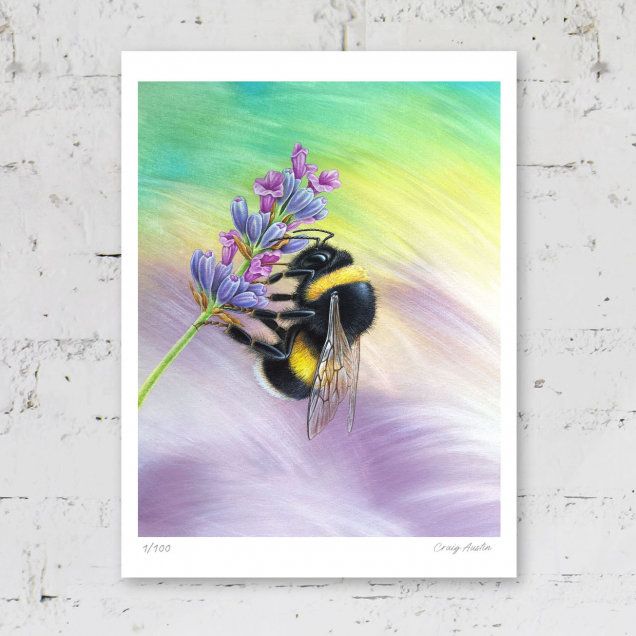 Signed print of a bumble bee
