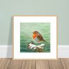 Giclée framed print of a robin