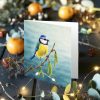 Blue tit christmas card with decorations