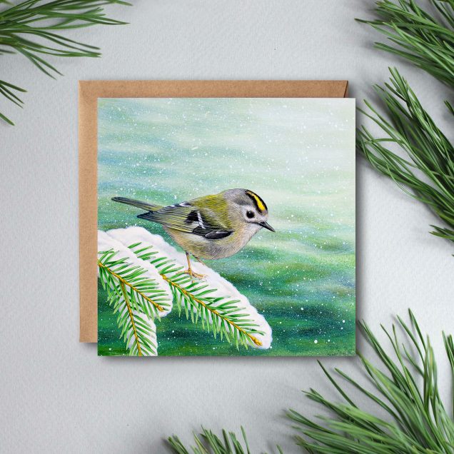 Goldcrest christmas card with kraft envelope