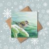 Goldcrest christmas card with snowflake background