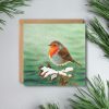 Robin christmas card with kraft envelope