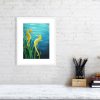Seahorse print in white frame