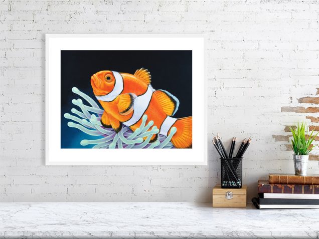 Clownfish print in white frame