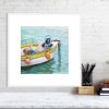 St Ives boat print in a white frame