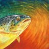 Original painting of a trout