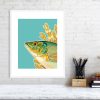 Wrasse fish print in a white frame