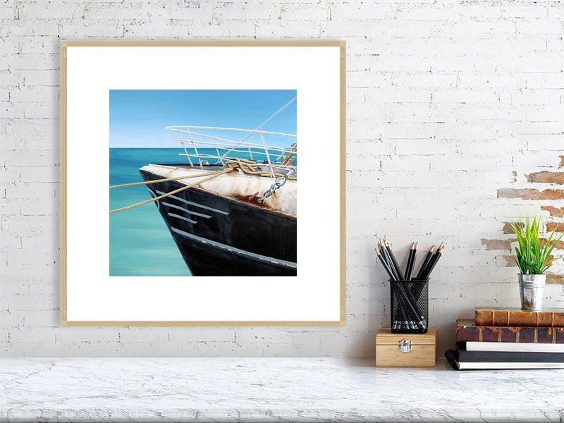 Trawler print in an oak frame