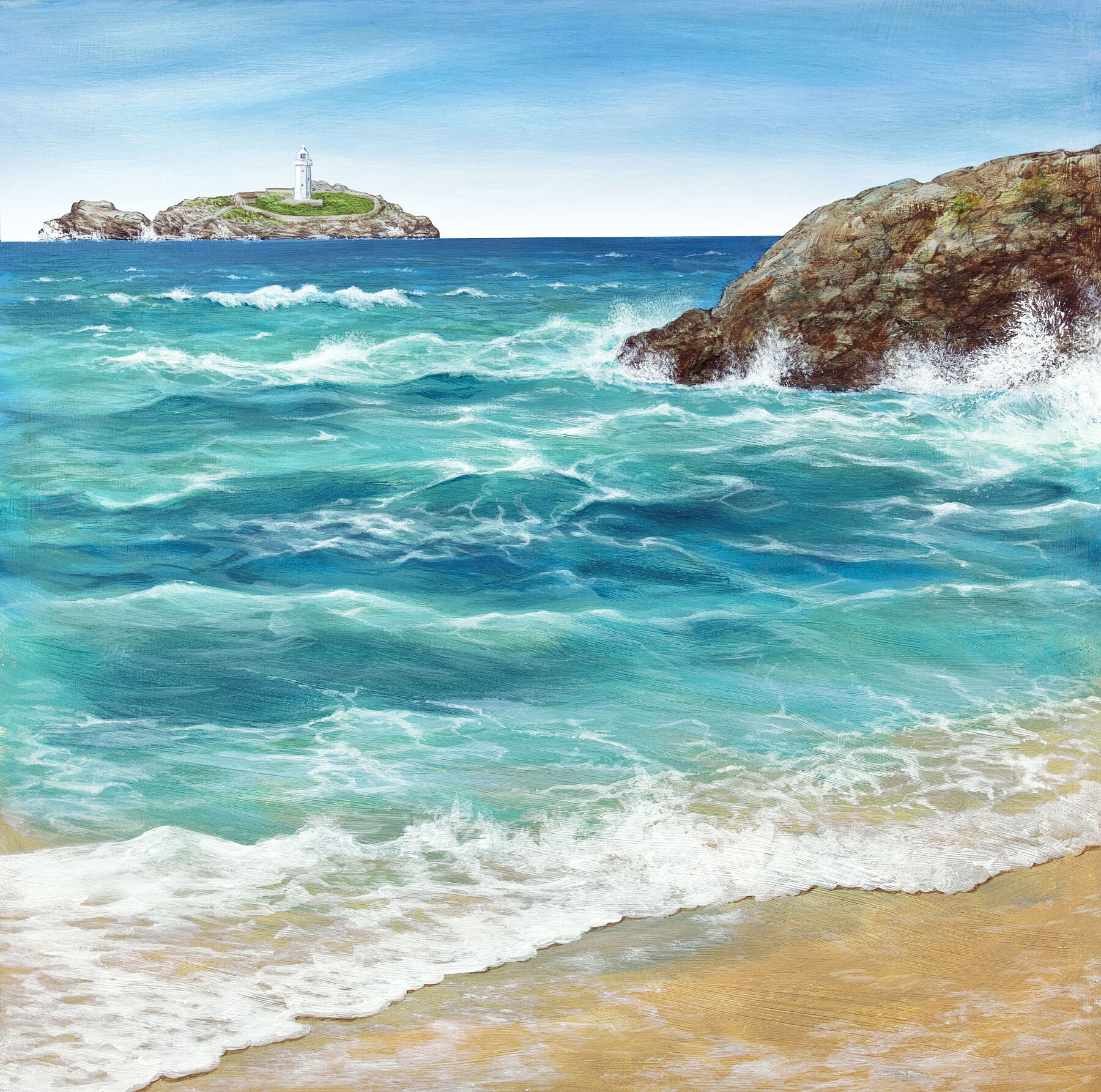 Print of Godrevy at St Ives Bay, Cornwall