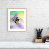 Bumble bee print in an oak frame