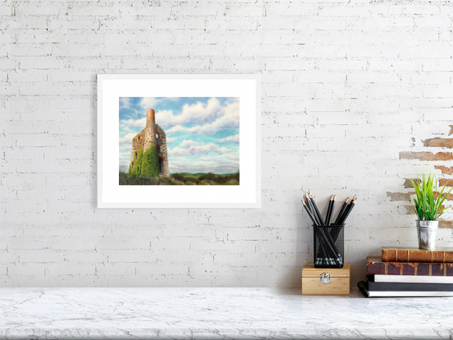 Tin mine print in a white frame