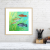 Swordtail fish print in an oak frame